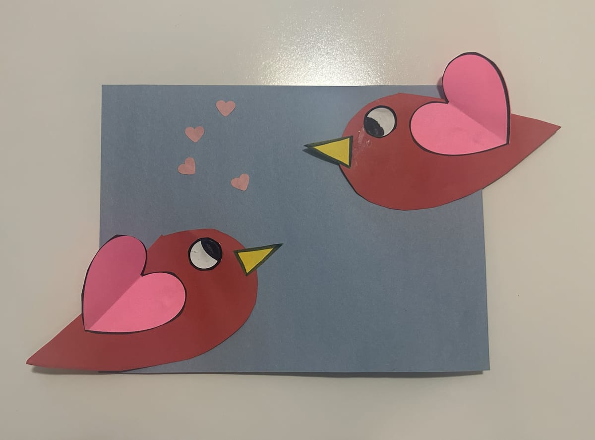 Love Birds Valentine Craft using simple shapes