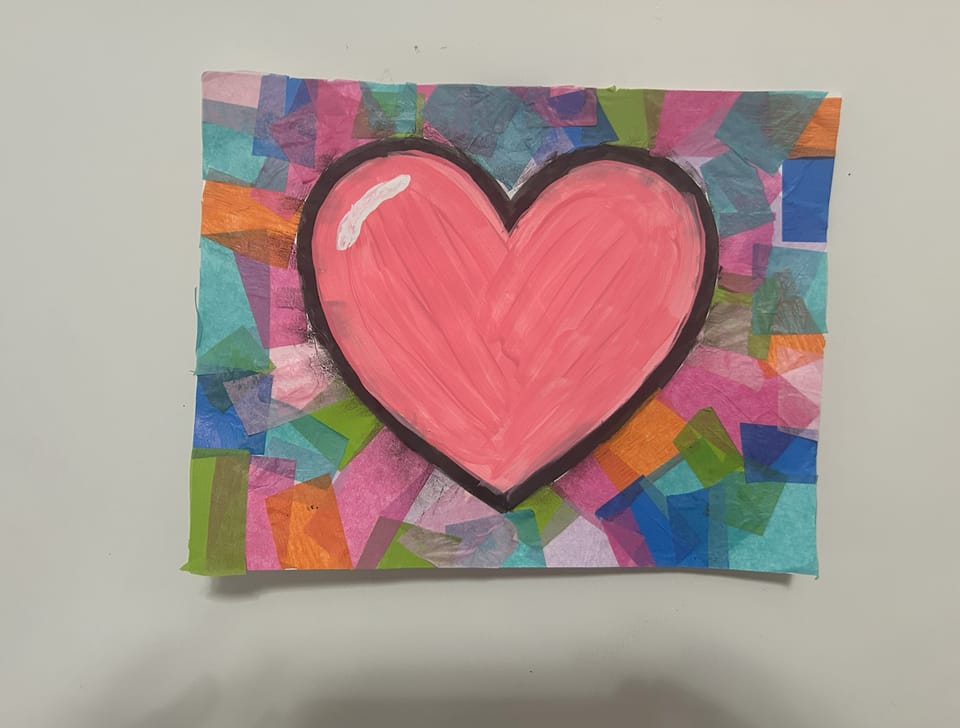 Valentine Tissue Paper Heart Art