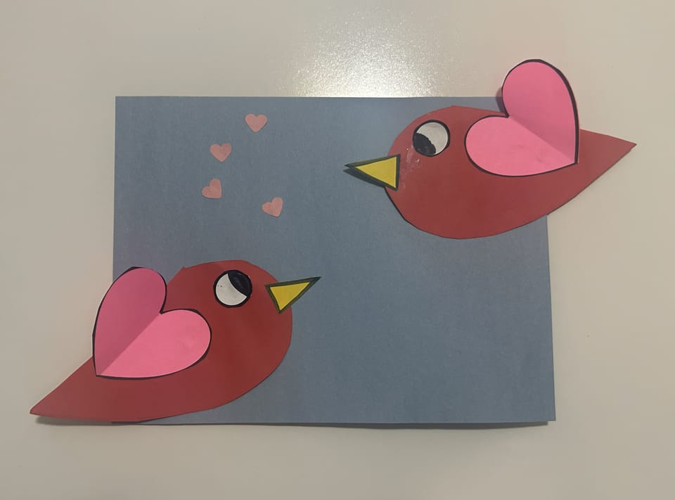Love Birds Valentine Craft using simple shapes